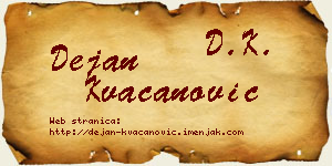 Dejan Kvačanović vizit kartica